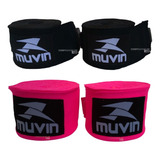 Bandagem Muay Thai Boxe Feminina 5 M Rosa Preta Kit 2 Pares