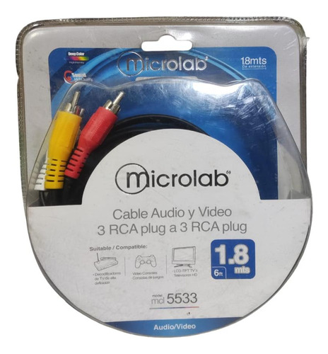 Cable Audio Y Video 3 Rca Plug A 3 Rca Plug Pb-l2