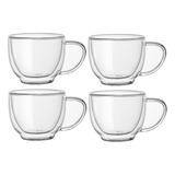 4 Tazas De Café De Cristal De Doble Pared Con Aislamiento