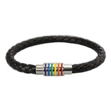 Lgbt Pride Bracelet Rainbow Braided Pu Brazalete De Cuero