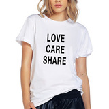 Blusa Playera Camiseta Mujer Love Care Share Amor Elite #558