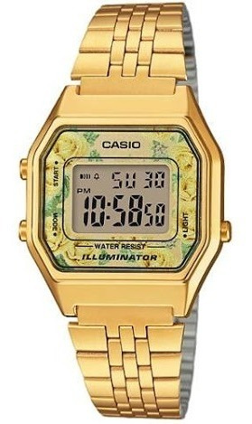 Reloj Casio De Dama Modelo La 680 Dorado Con Flores