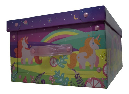 Caja Baulera Organizadora Chica 32x23x18cm Unicornios Color Unicornio