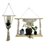 Kit 2 Suporte Decorativo Macrame Para Plantas Vasos 