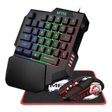 Mftek Combo De Teclado Y Ratón Para Juegos De Una Mano, Rgb.