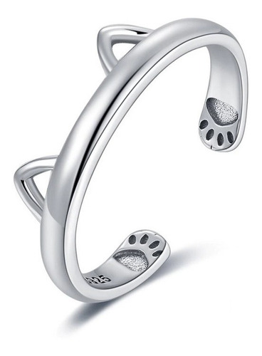 Anillo Ajustable Para Mujer Dama Gato Fabricado En Plata 925