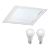 Spot Plafon De Embutir Blanco 20x20cm + 2 Lamparas Led 