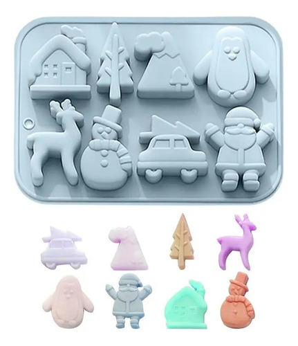 Molde Silicon Navidad Velas Chocolates Jabones Pan 8 Figuras