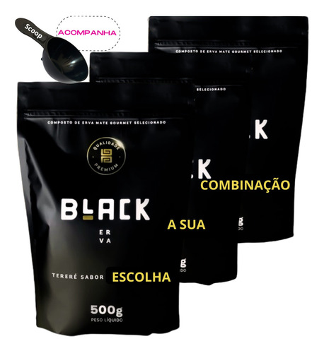 Kit Tereré 3 Pacotes Black Erva Mate Premium Escolha O Sabor