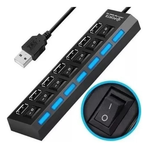 Hub Usb 7 Puertos Adaptador Multi Usb 2.0 Indicador Luz