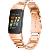 Malla De Acero Inoxidable Para Fitbit Charge 5 - Oro Rosa