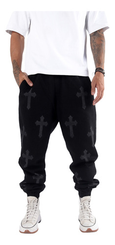 Jogger De Jean Mom Oversize Hombre Negro Cross Moda Premium