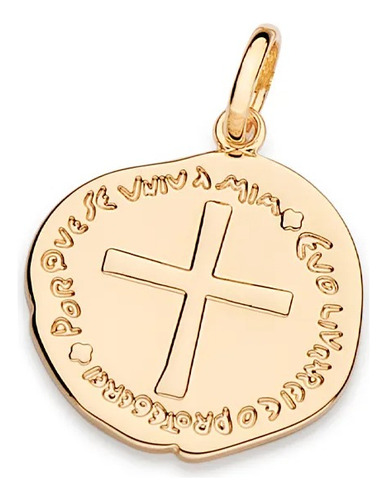 Medalha Proteção Duas Cruzes Folheado - Rommanel 542769