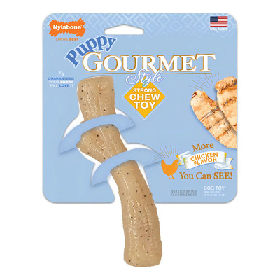 Nylabone Puppy Gourmet Style Juguete Masticable Fuerte Pollo Beige