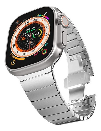 Pulseira Em Aço Inox Elos Para Apple Watch S8/ultra 45 49mm Cor Prata Largura 49 Mm