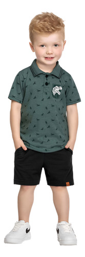 Conjunto Elian Camisa Polo Dinossauro T-rex Cód: 168