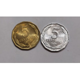 Monedas Chile De 5 Centavos 1975 - 1976 Bronce Aluminio