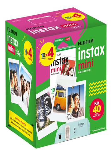 Papel Filme Instax Mini 7, 8, 9, 11 Fujifilm 40fotos 54x86mm