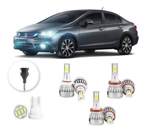 Kit Lampadas Led Honda Civic 2012 A 2016 Hb3 H11 H11 20000lm