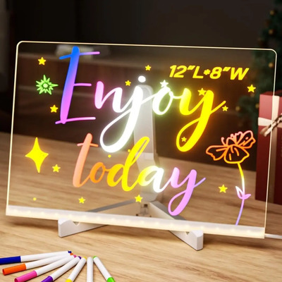 Tablero Led HOseven Acrílico Transparente 30x20 cm con Luz y Soporte | Meses sin interés