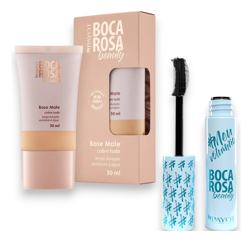 Kit Boca Rosa Base Matte + Máscara Para Cílios Meu Volumão