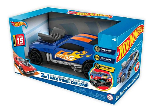 Hot Wheels 2 En 1 Auto Grande  Y Maletín Guarda Autitos