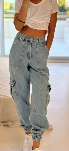 Pantalon Mom Jeans Mujer Con Puño Talle 36