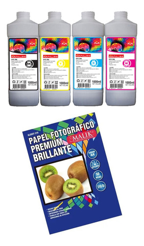 Papel Glossy 210gm 50 Hojas + 4 Litros Para Epson L120