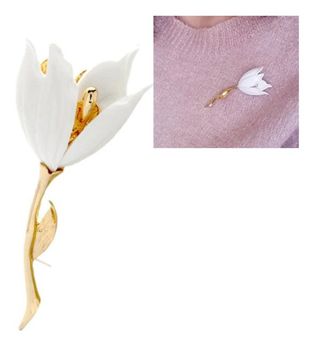 Broche Prendedor Mujer Perla Flor Tulipan Regalo