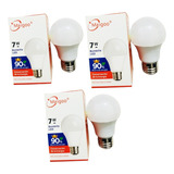 Kit 3 Piezas Foco Led Para Casa 7w Ahorradores Bombilla E27 Color De La Luz Blanco Frío