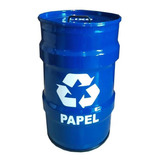 Lixeira Metalica Tambor Reciclagem Papel Tonel 50lt