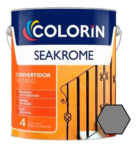 Seakrome Convertidor Anti Oxido Colores 4 Litros Colorin Color Gris