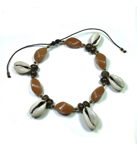 Pulsera Tobillera  De Piedras Naturales Y Caracoles Buzios