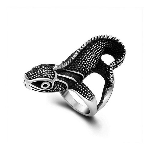 Anillo Animal Forma Lagarto Gecko Acero Color Plata Hombre