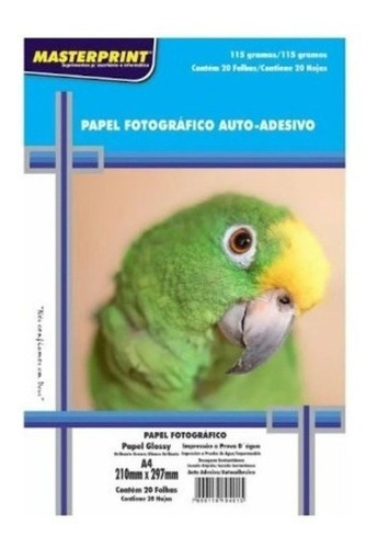 Papel Fotográfico Adesivo A4 Glossy 115g 200 Fls Masterprint