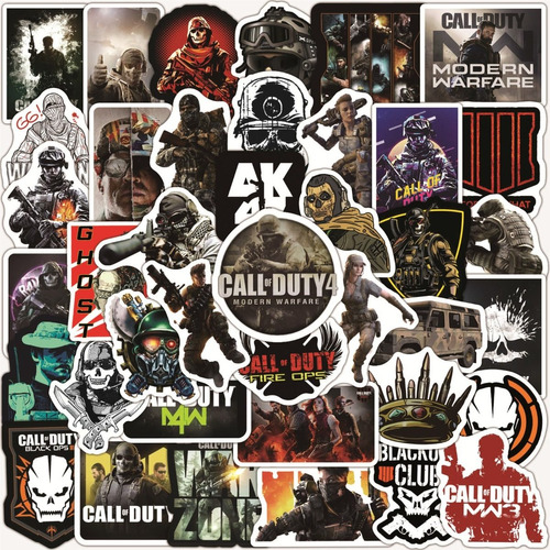 Call Of Duty 50 Calcomanias Stickers Videojuego Contra Agua