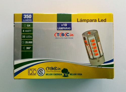 Lampara Bipin Led G4 12v Tbcin 4 Watt Luz Fria