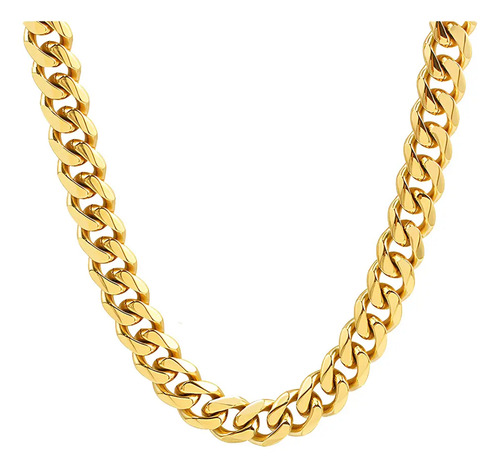 Collar Hombre Cubanas Cadena De Oro Acero Inoxidable 11 Mm