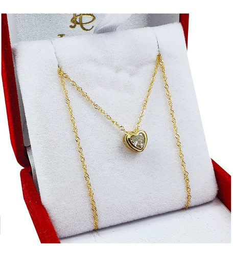 Collar Oro 18k Cadena Singapur Dije Corazon Pasante Dczp06