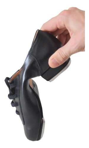 Zapato Tap Acordonado Flexible Con Chapas - Danza Cuero 100%