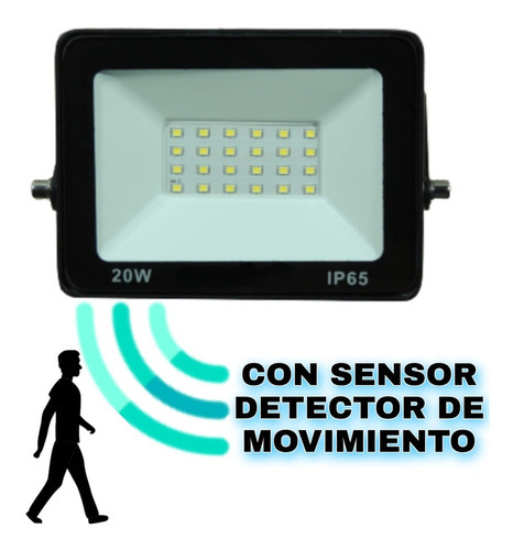Reflector Led Con Sensor 20w Luz Blanca Tipo Tableta