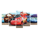 Quadro Decorativo 5 Peças Desenho Carros