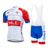 Conjunto Ciclismo Chile Tricota Calza Tirantes Acolchado 