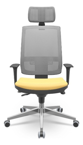 Cadeira Presidente Brizza Cinza Aluminio Slider Amarelo T82