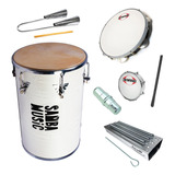  Kit Instrumentos Pagode Rebolo Preto Pandeiro Tamborim Ganz