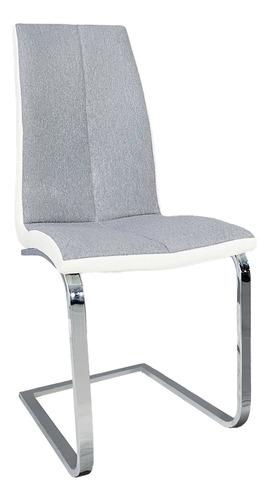 Silla Comedor Tapizada Gris Patas Cromadas