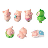 7 Figuras De Plástico Con Forma De Cerdo Para Decoración Del