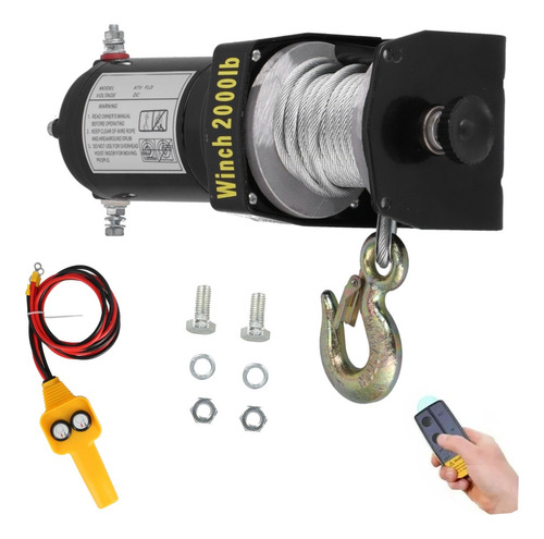 Winch Electrico 2000lb 6m Cable Jeep Wrangler Atv 12v Grúas