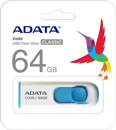 Pendrive Adata 64gb Usb Flash Drive 2.0 Blanco Y Azul C008