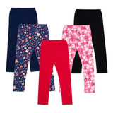 Kit 5 Peças Calça Legging Infantil Menina  de Cotton